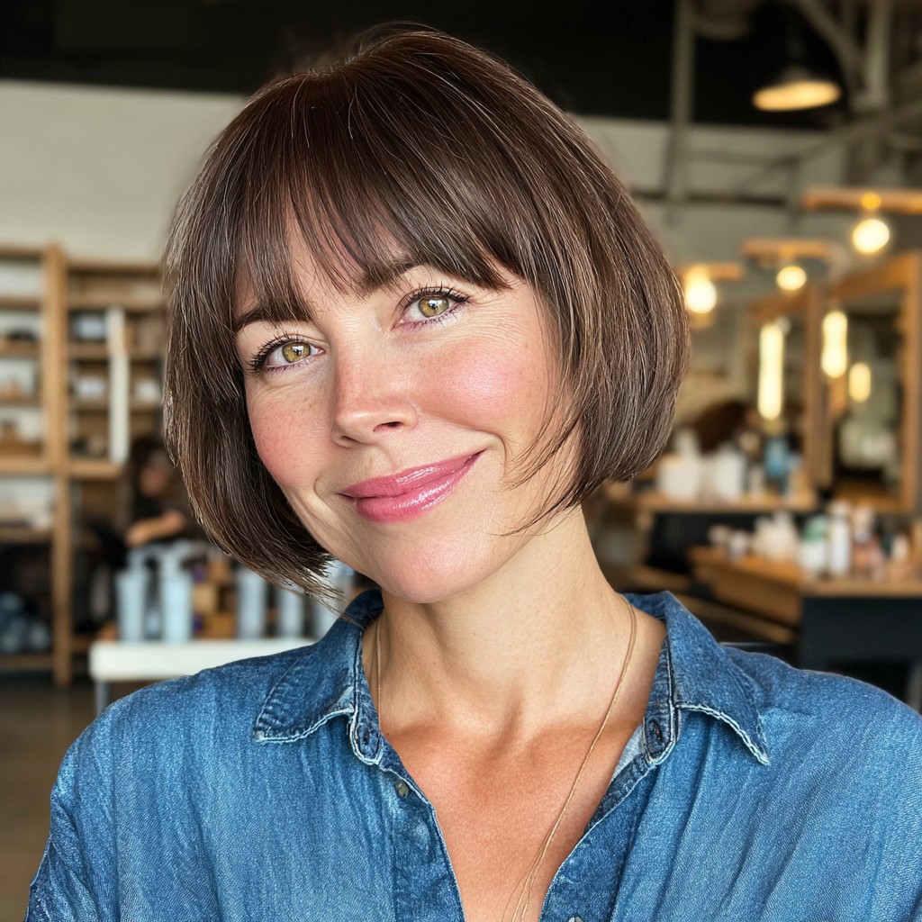 Modern Textured Bob with Soft Bangs