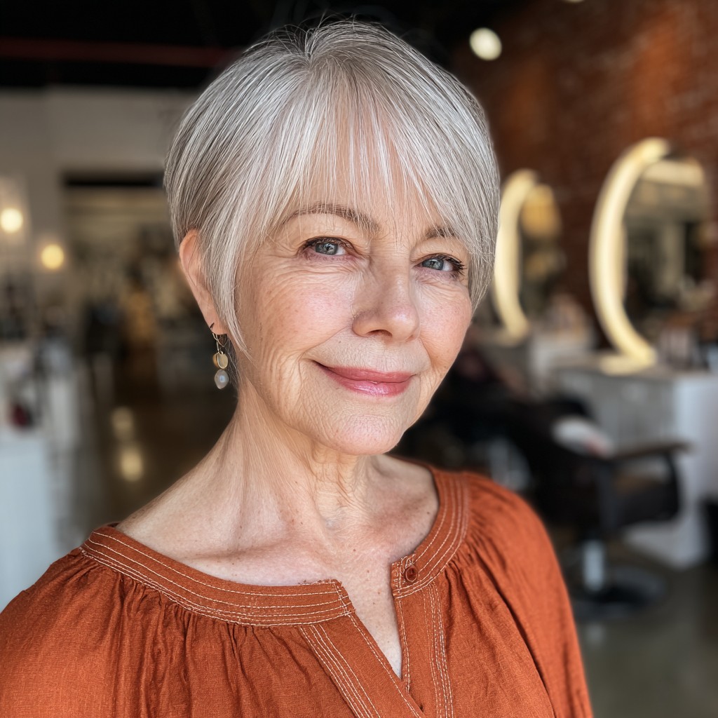 Modern Textured Pixie Cut with Feathered Bangs