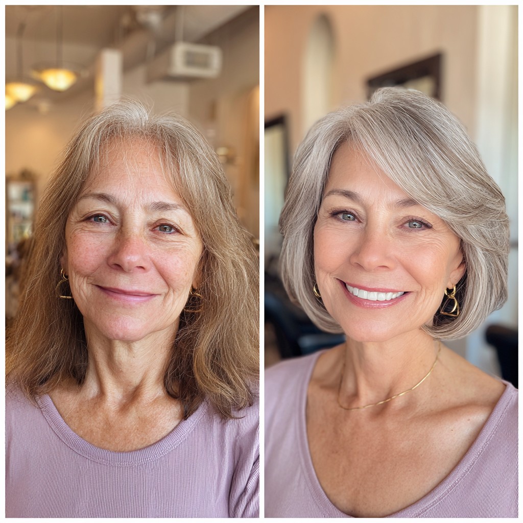 Modern Textured Silver Blunt Bob