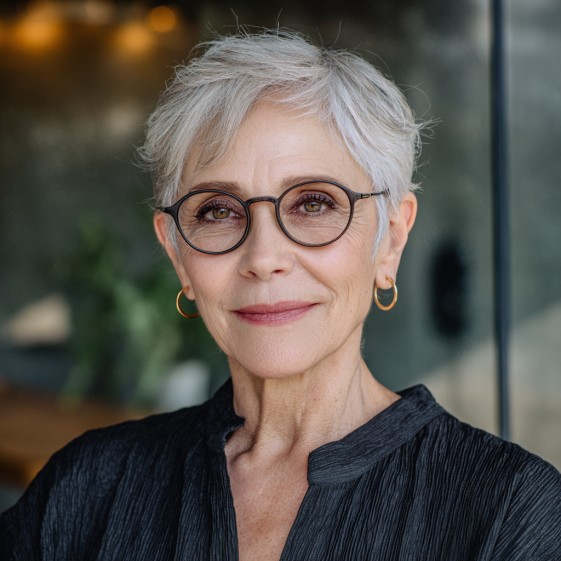 Modern Textured Silver Pixie with Soft Volume