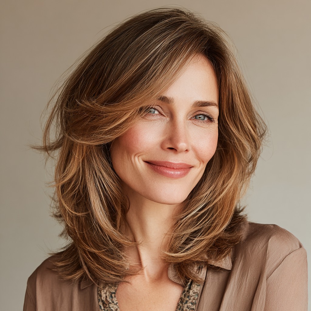 Natural-Looking Layered Cut with Soft Face-Framing Layers