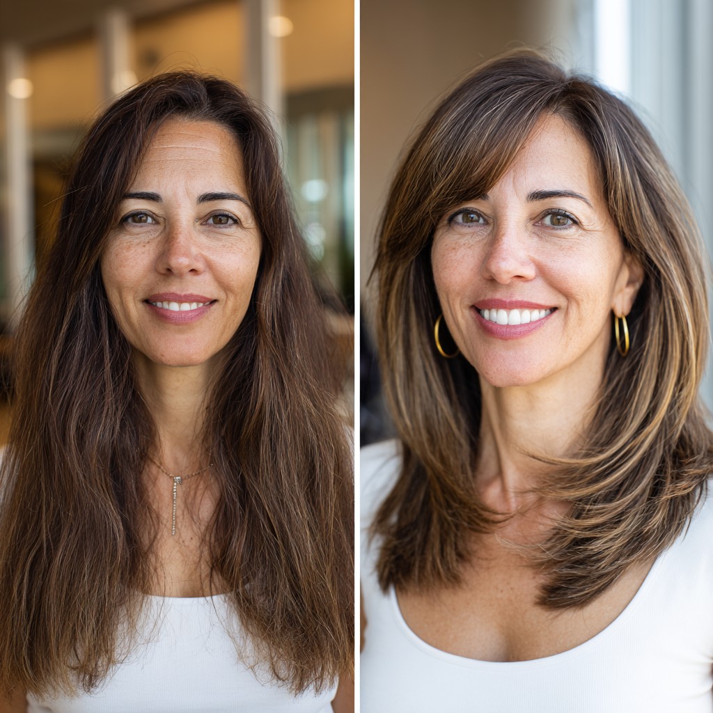 Polished Long Layers with Light Brown Highlights