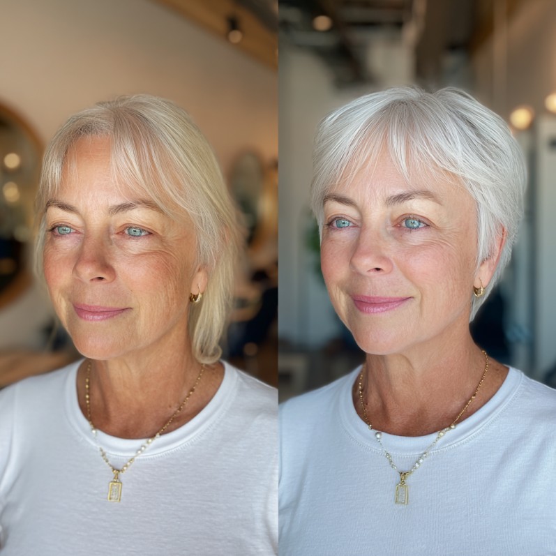 Refreshing Silver Bixie Cut with Subtle Layers