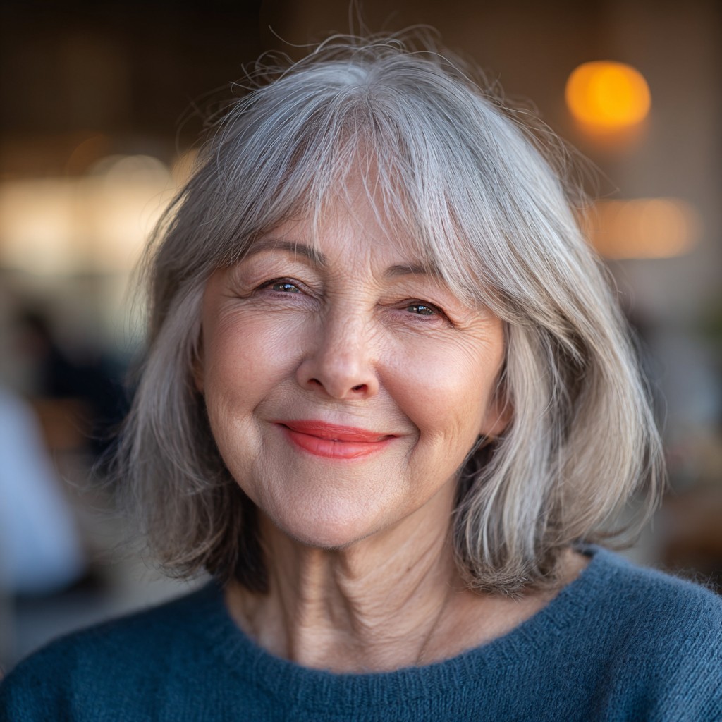 Softly Fringed Shoulder-Length Cut with Natural Waves