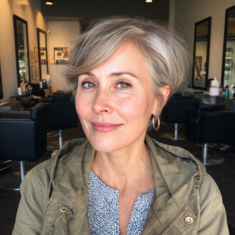 Softly Layered Ash Bixie Cut with Gentle Movement