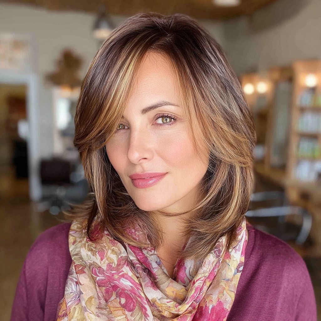 Softly Layered Long Bob with Subtle Highlights