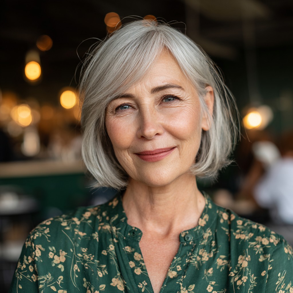 Softly Textured Silver Bob with Subtle Movement