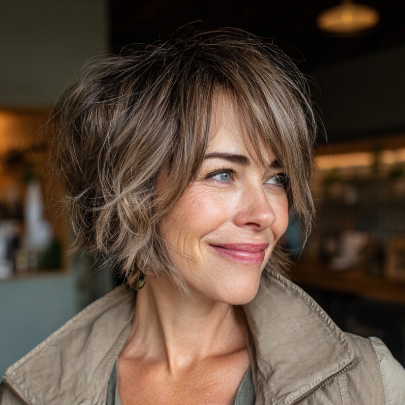 Textured Ash Bixie Cut with Breezy Layers