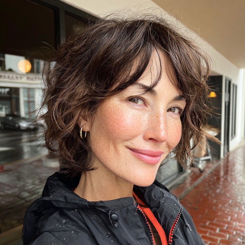 Textured Chocolate Bixie Cut with Natural Movement