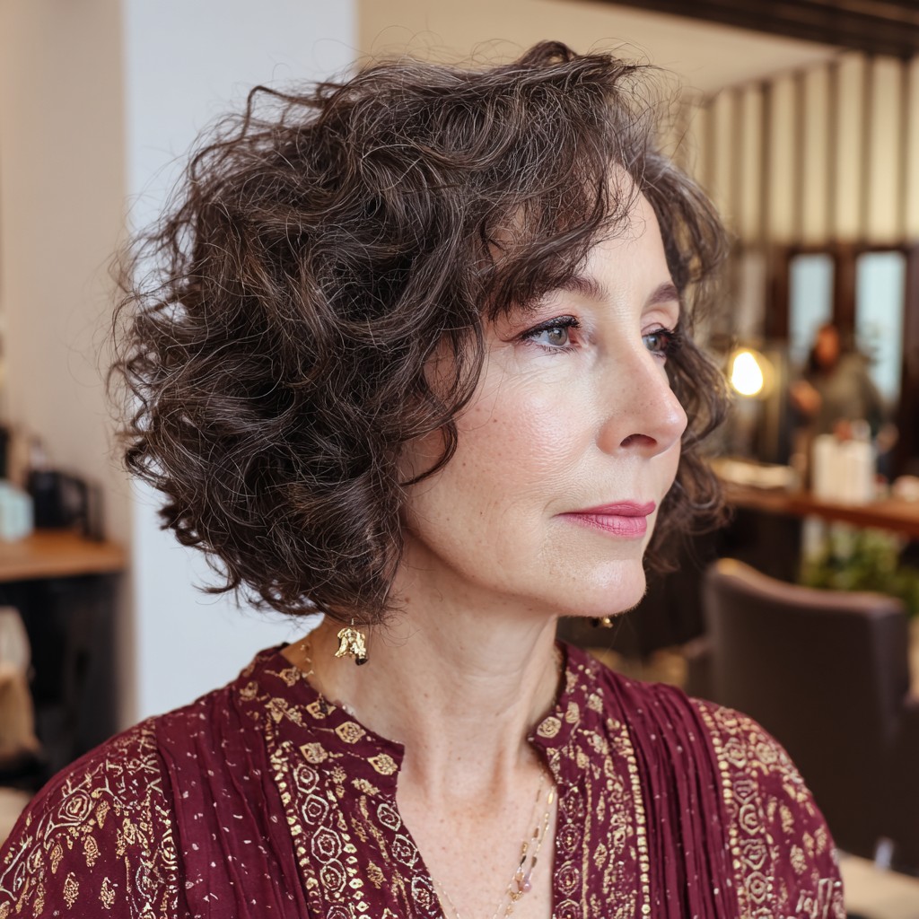 Textured Curly Bob with Soft Layers