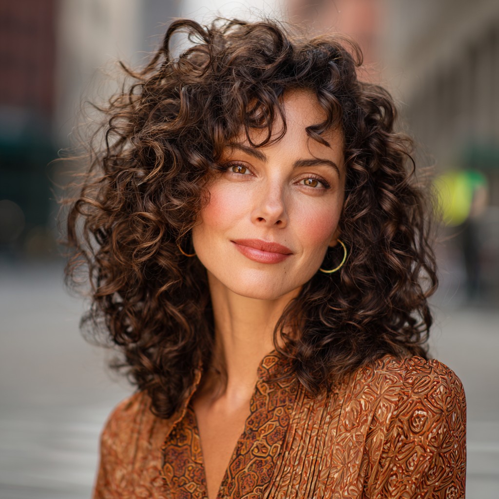 Textured Curly Long Bob with Defined Layers