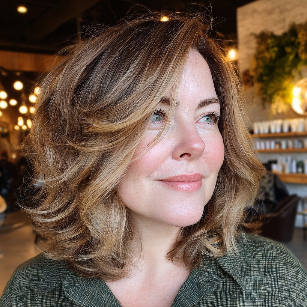 Textured Long Bob with Soft Movement and Highlights