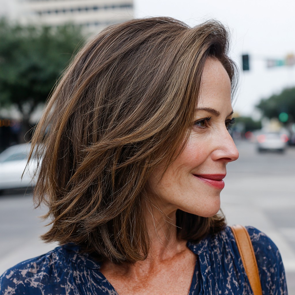 Textured Long Bob with Subtle Balayage