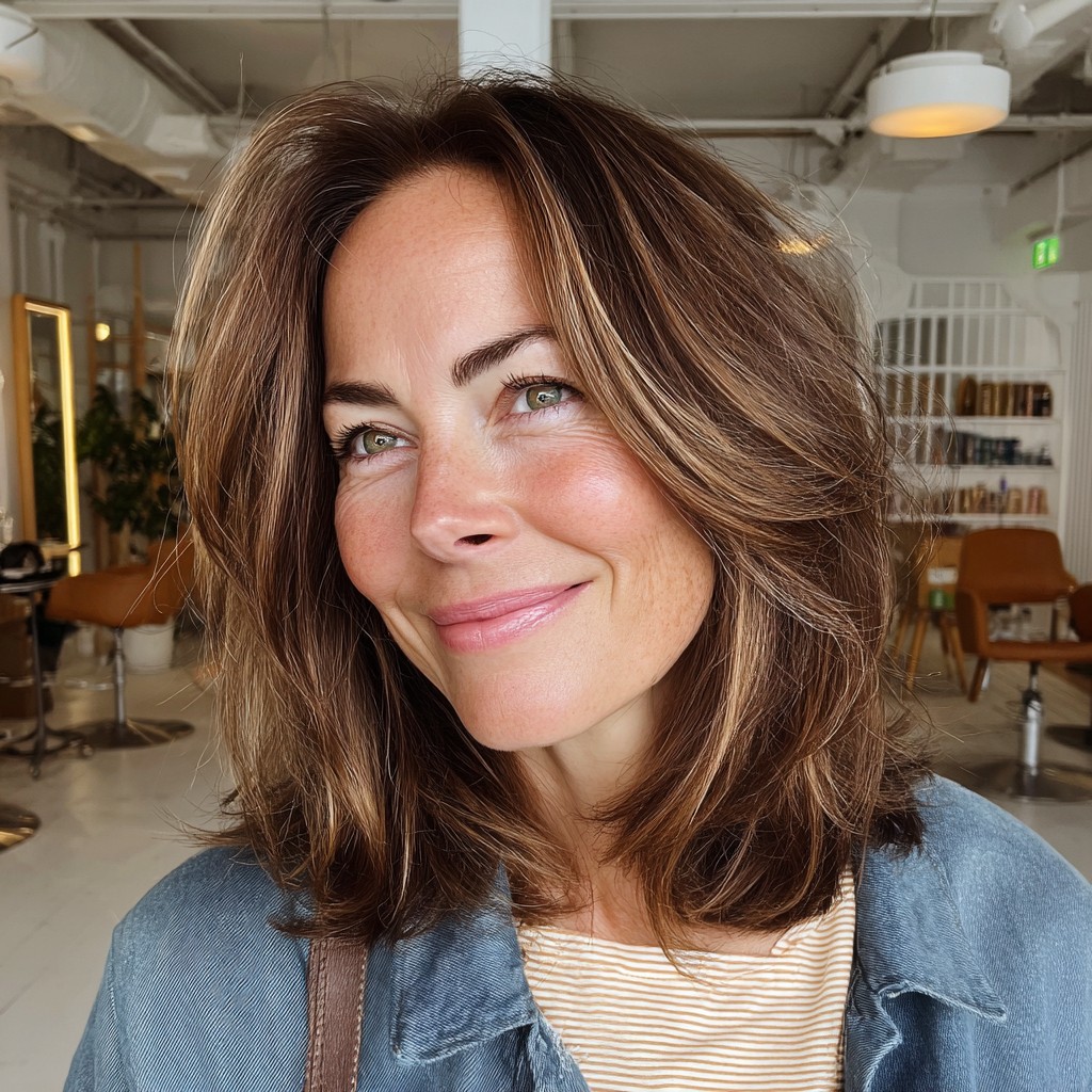 Textured Long Bob with Subtle Face-Framing Highlights