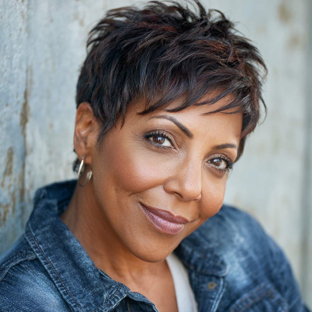 Textured Short Pixie Cut with Wispy Bangs