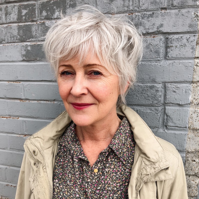 Textured Silver Bixie Cut with Playful Lift