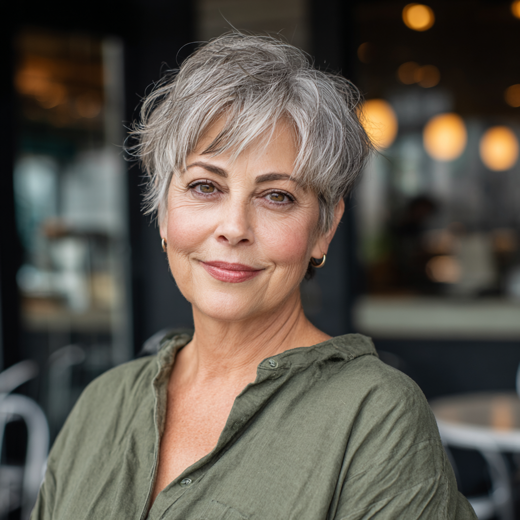 Textured Silver Pixie with Soft Layers