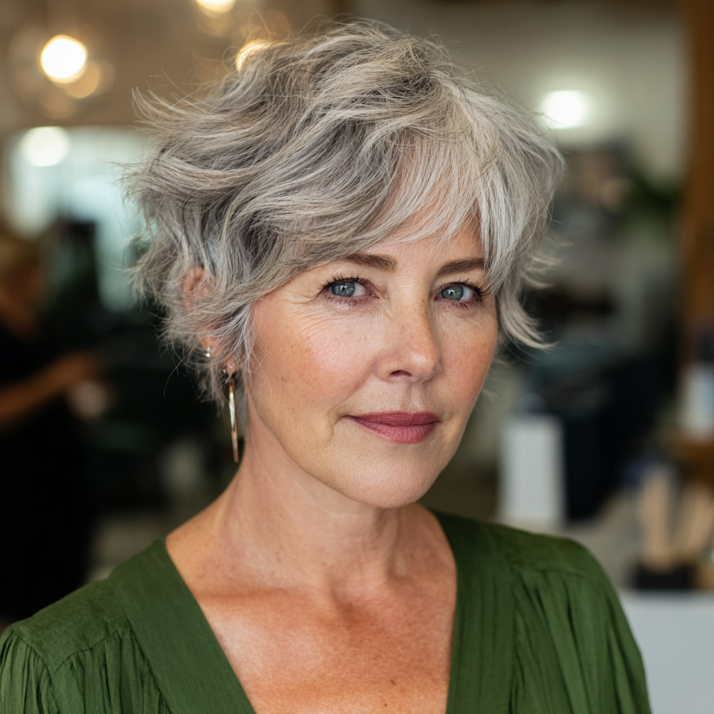 Textured Soft Grey Pixie Cut