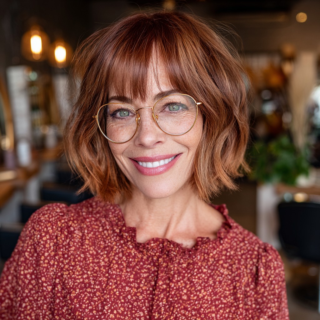 Textured Wavy Lob with Light Brown Highlights