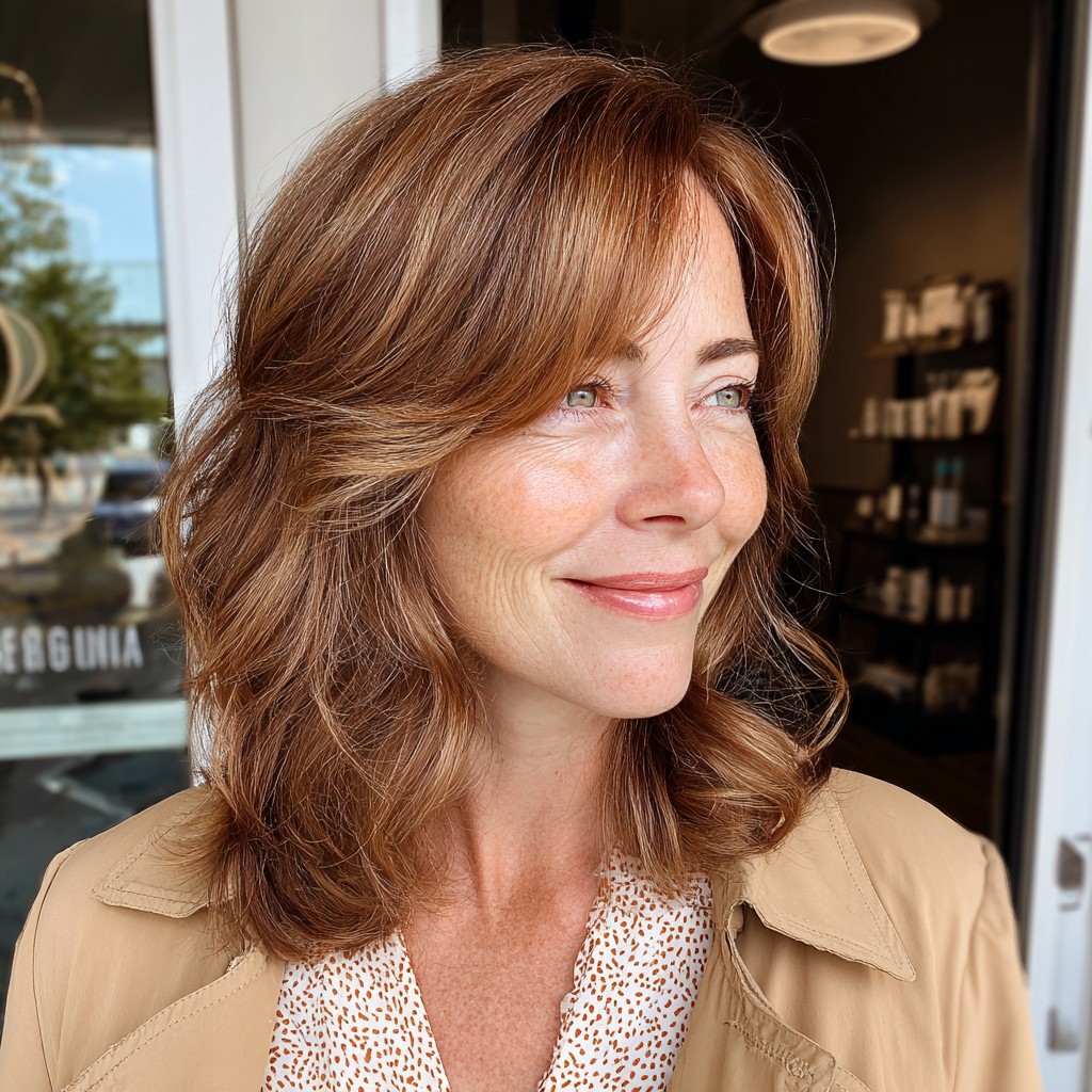 Warm Auburn Long Bob with Soft Beachy Waves