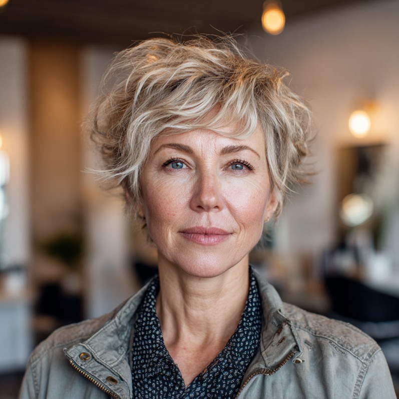 Chic Textured Short Crop with Soft Waves