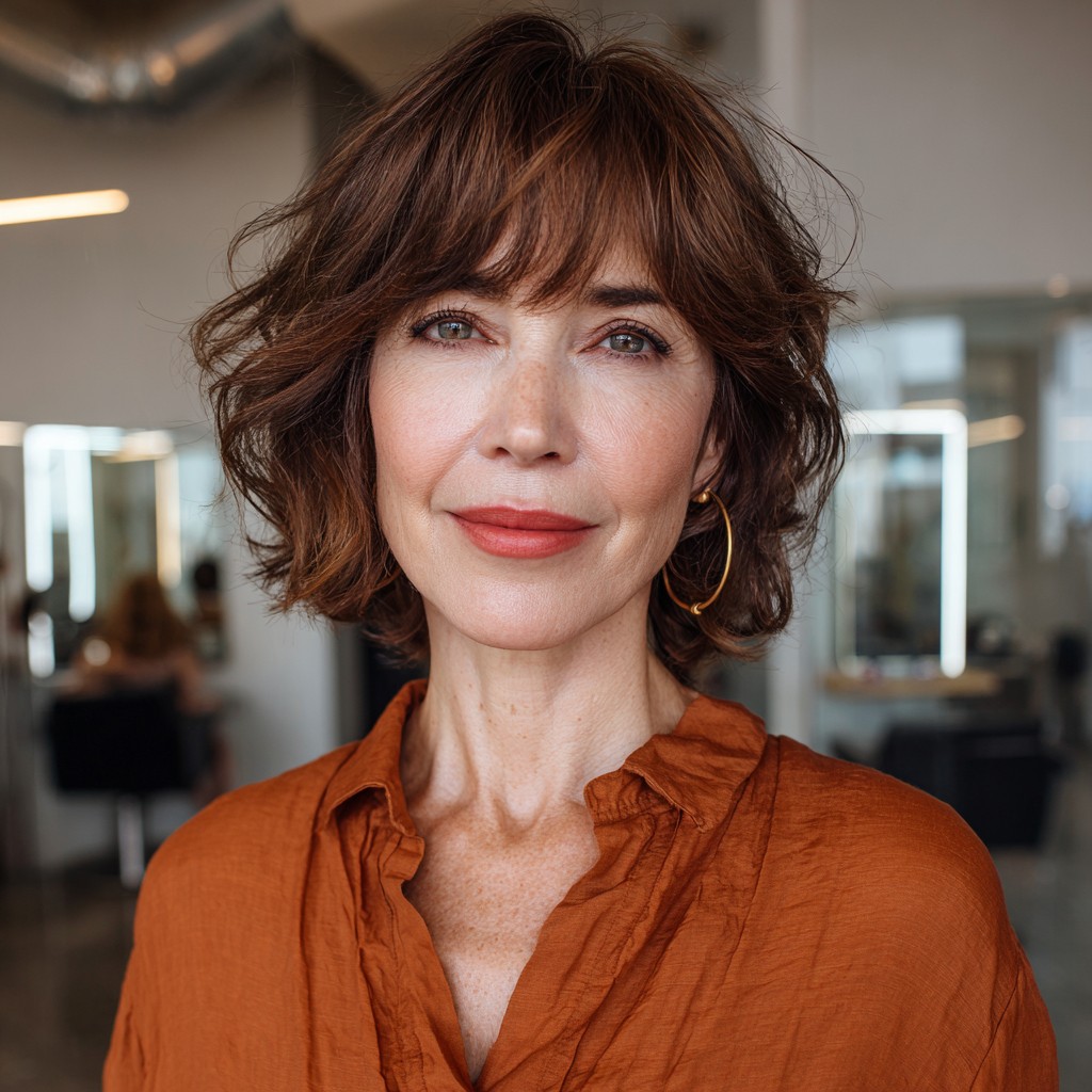 Textured Chin-Length Bob with Soft Bangs