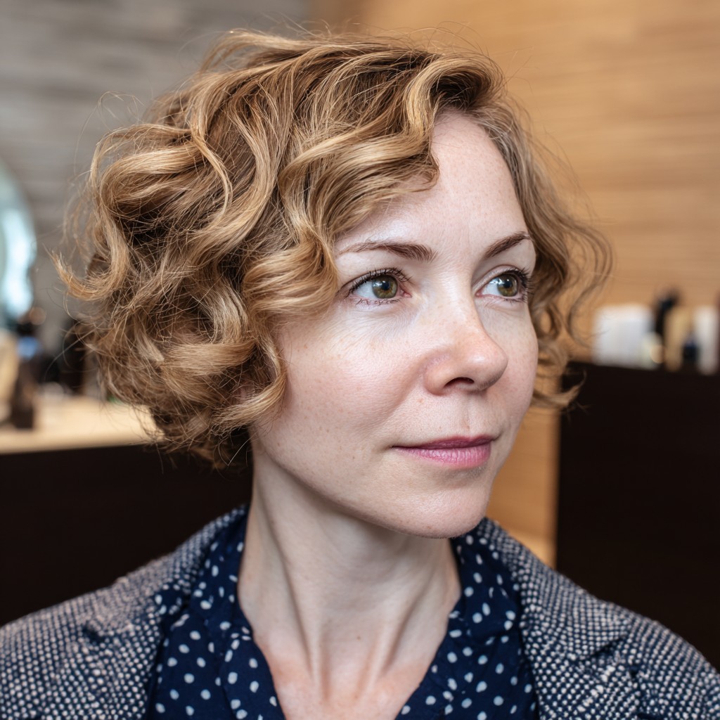 Charming Curly Bob with Soft Layers