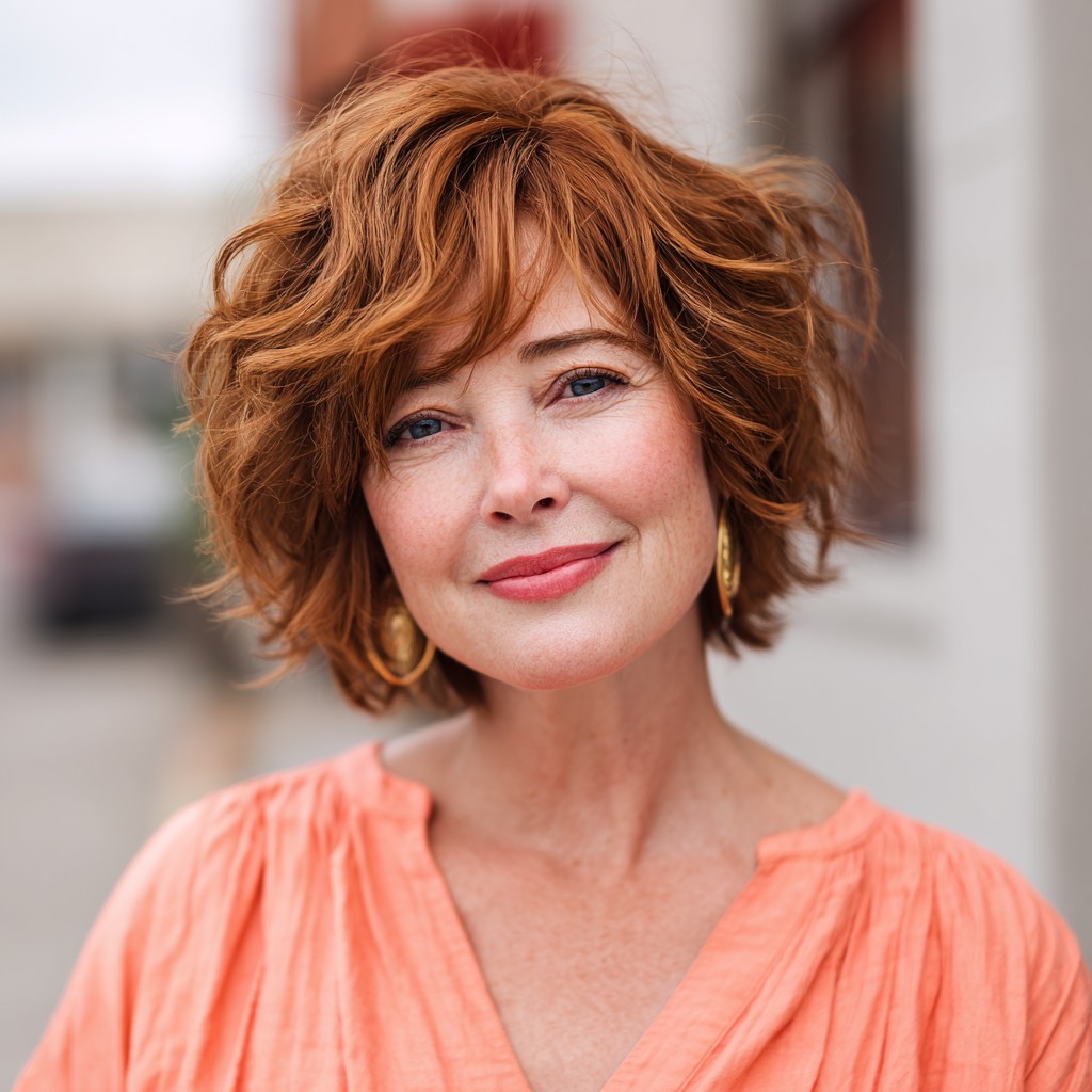 Charming Curly Chin-Length Bob with Soft Volume