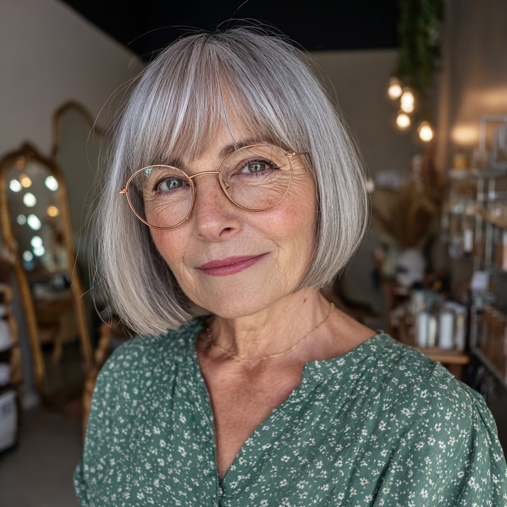 Chic Blunt Bob with Soft Fringe