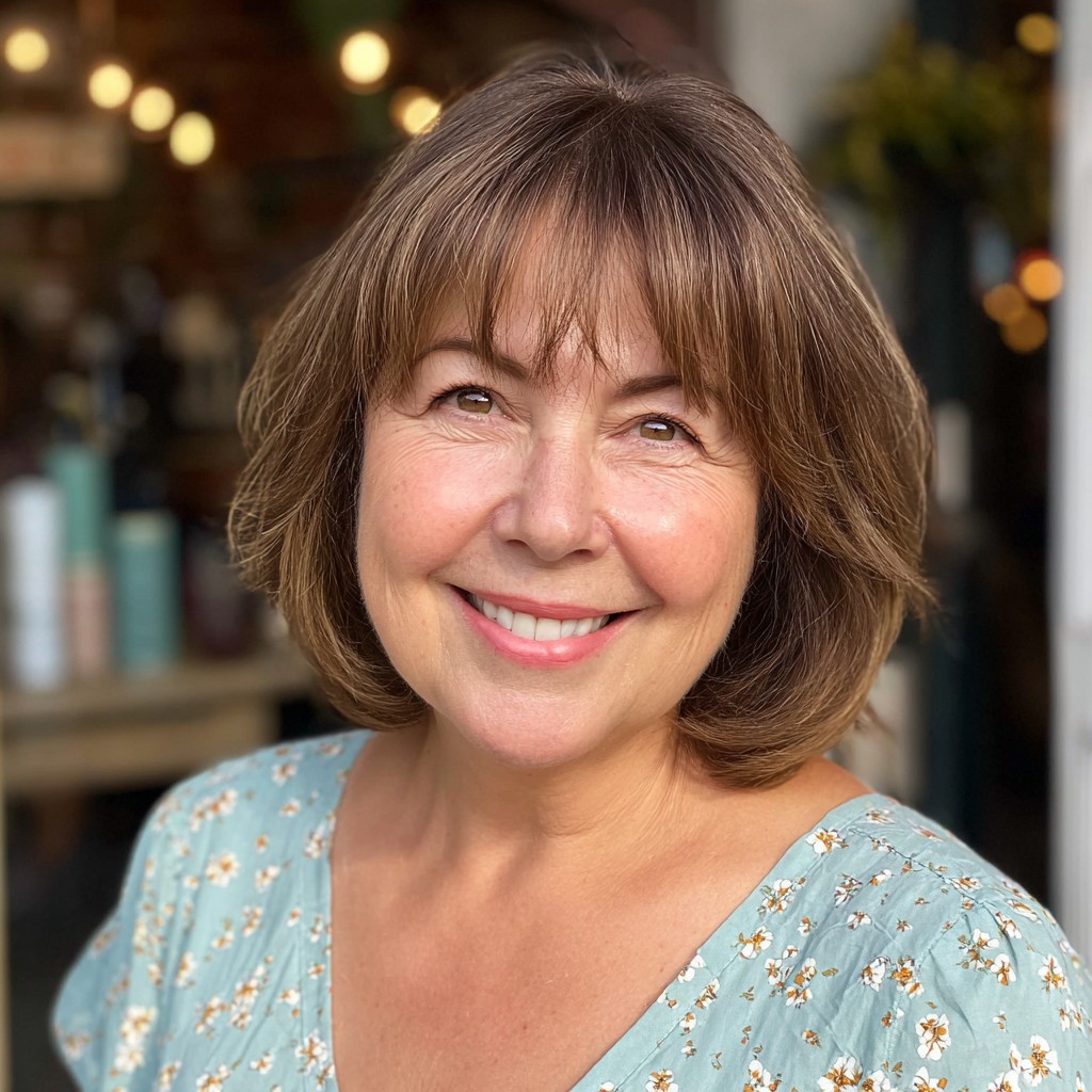 Chic Layered Chin-Length Bob with Soft Bangs