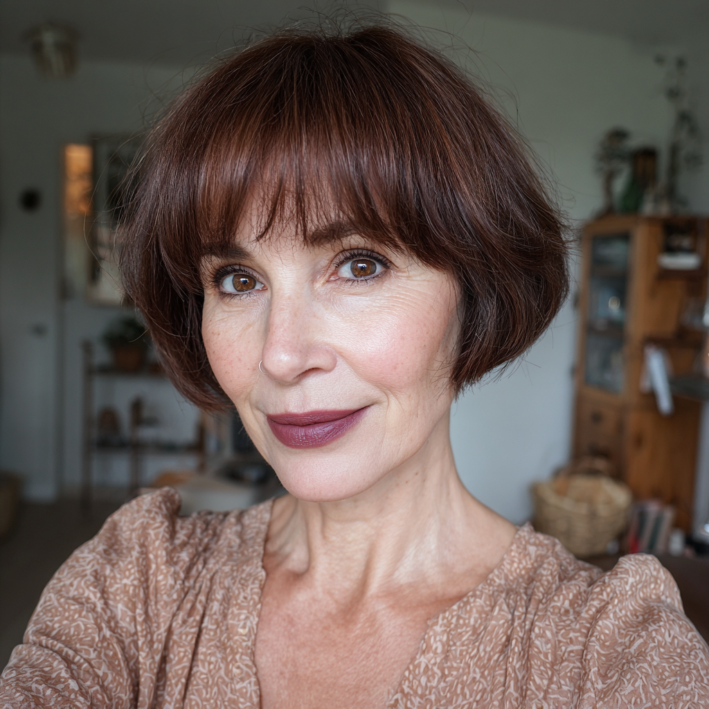 Chic Rounded Bob with Subtle Bangs