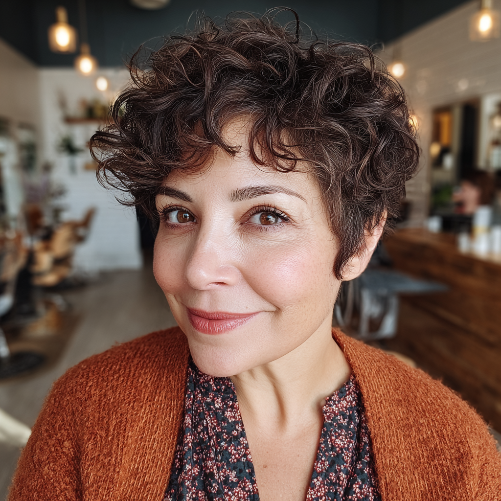 chic short curly cut with soft volume