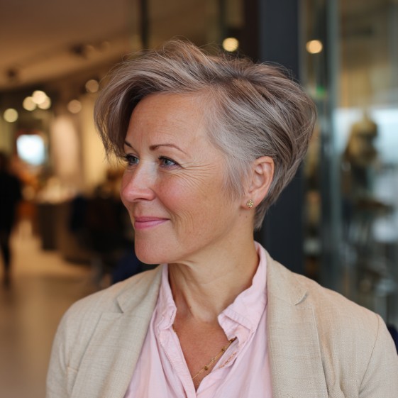 Chic Silver Short Haircut with Textured Layers