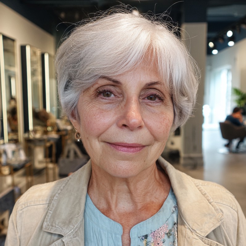 Chic Silver Textured Crop with Soft Layers