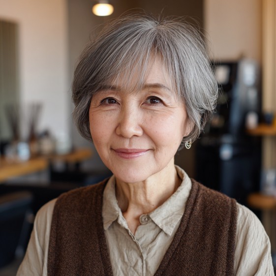 Chic Softly Layered Gray Bob