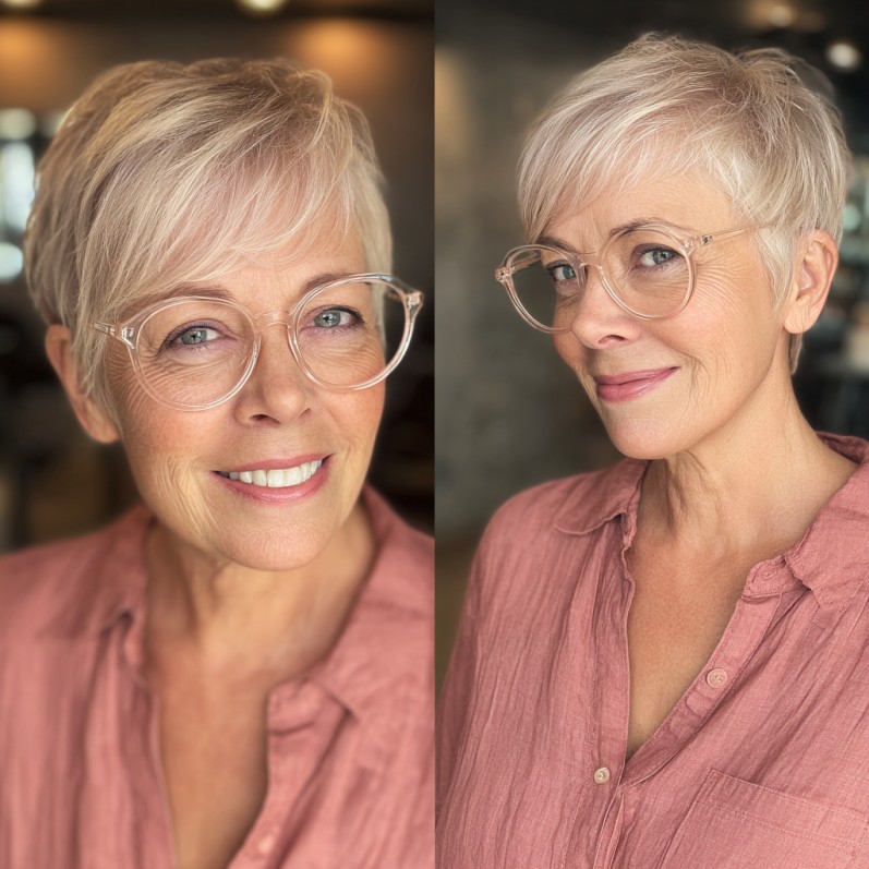 Chic Textured Angular Short Pixie with Soft Bangs