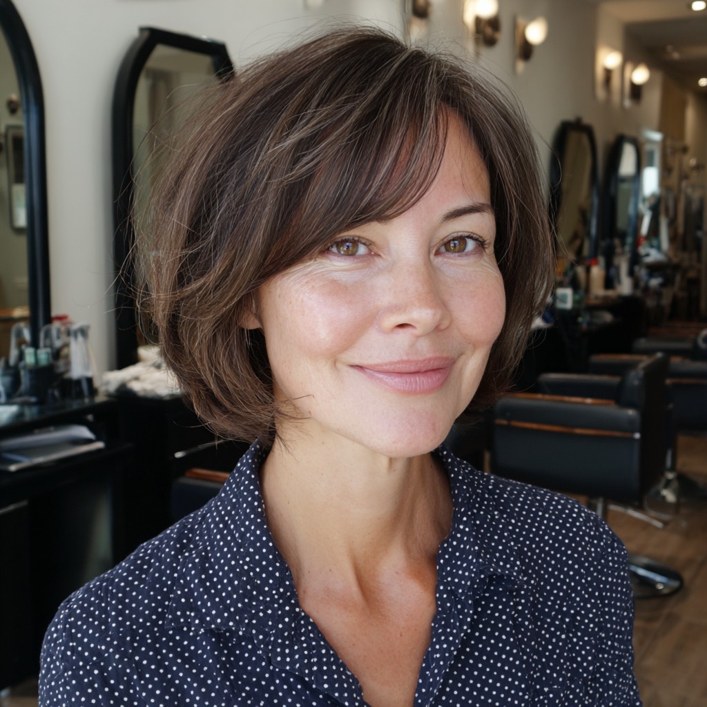Chic Textured Chin-Length Bob with Face-Framing Layers