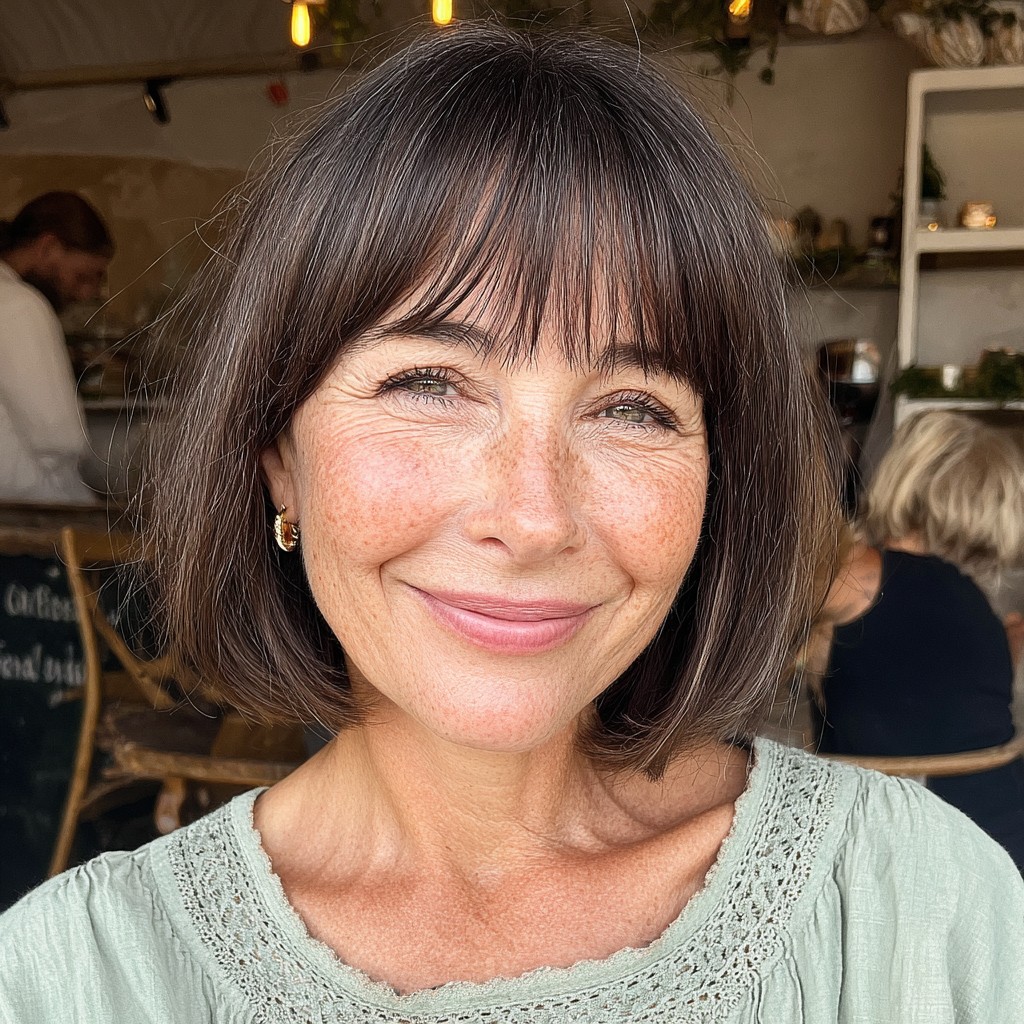 Chic Textured Chin-Length Bob with Flattering Bangs