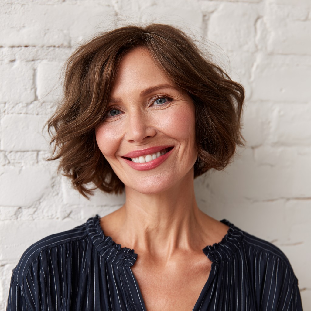 Chic Textured Chin-Length Bob with Soft Waves