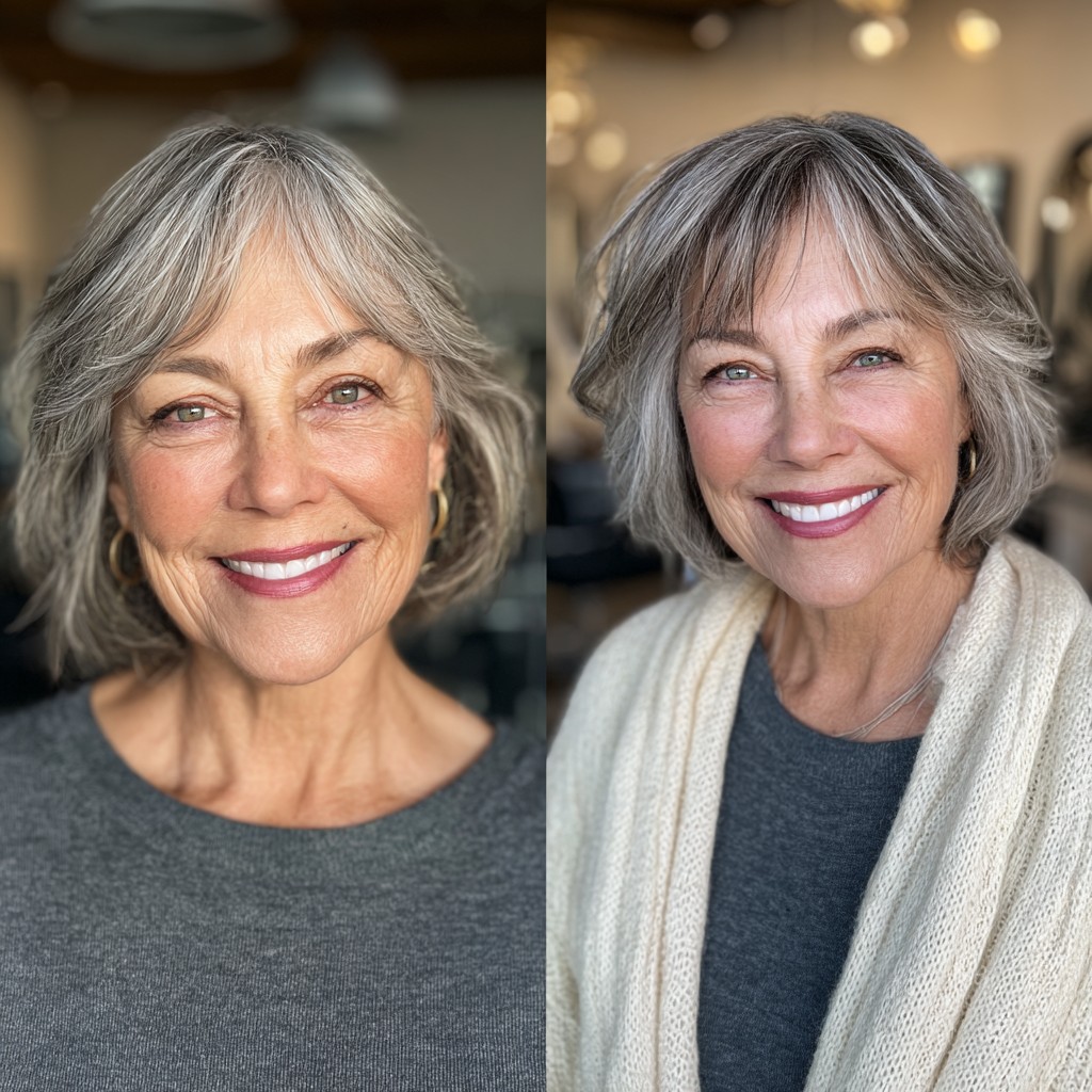 Chic Textured Gray Lob with Soft Layers