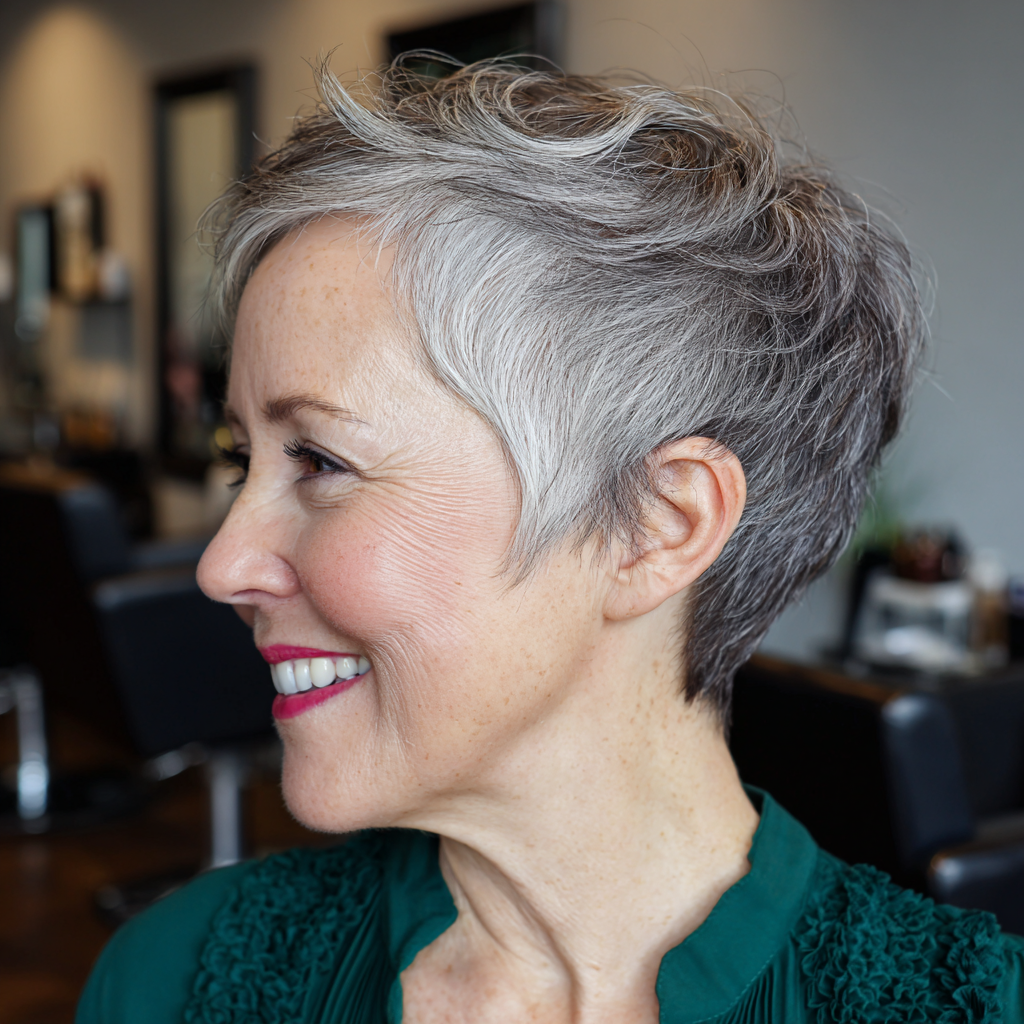 Chic Textured Gray Pixie with Soft Layers