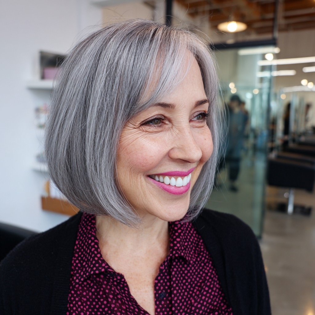 Chic Textured One-Length Bob with Subtle Face-Framing Layers