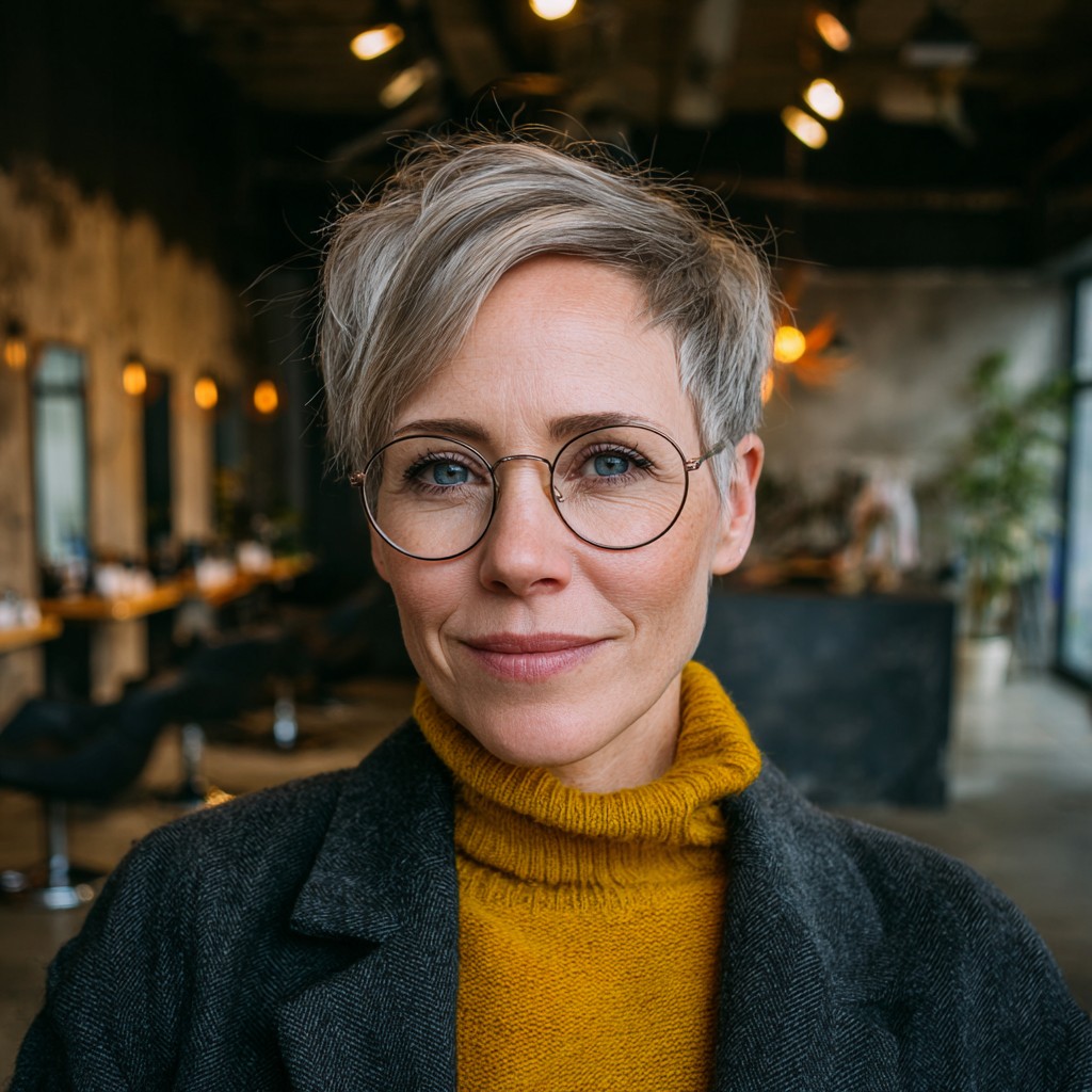 Chic Textured Pixie Cut with Soft Blonde Highlights