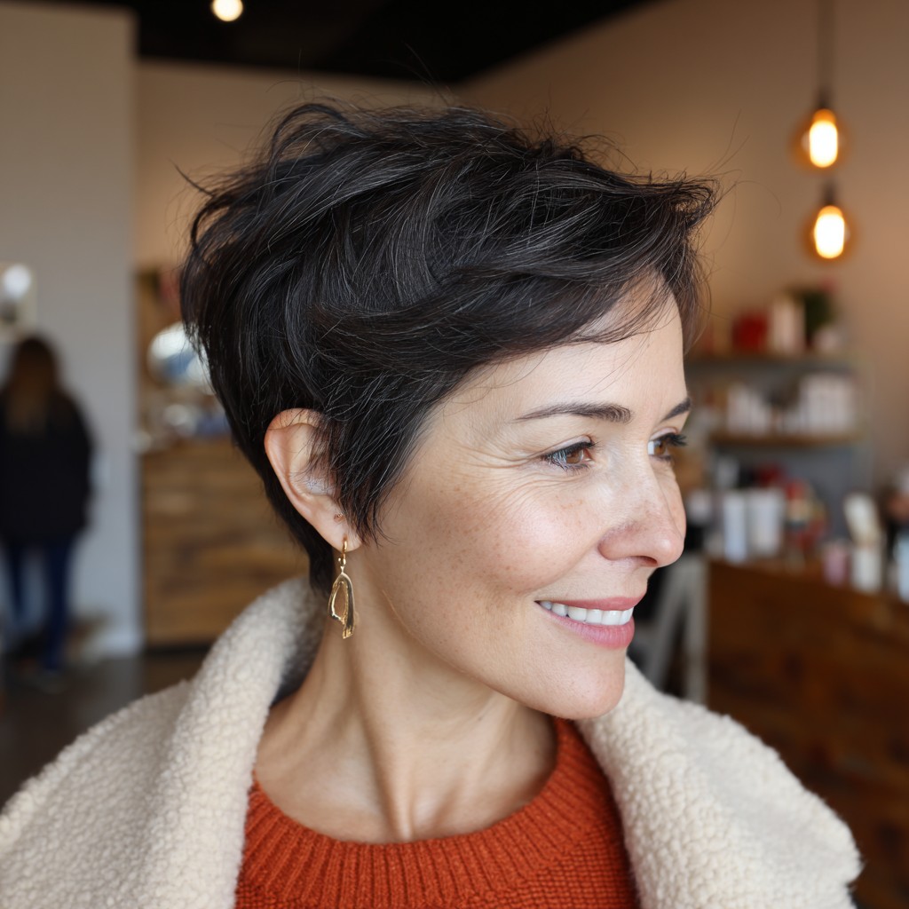 Chic Textured Short Crop with Soft Gray Highlights