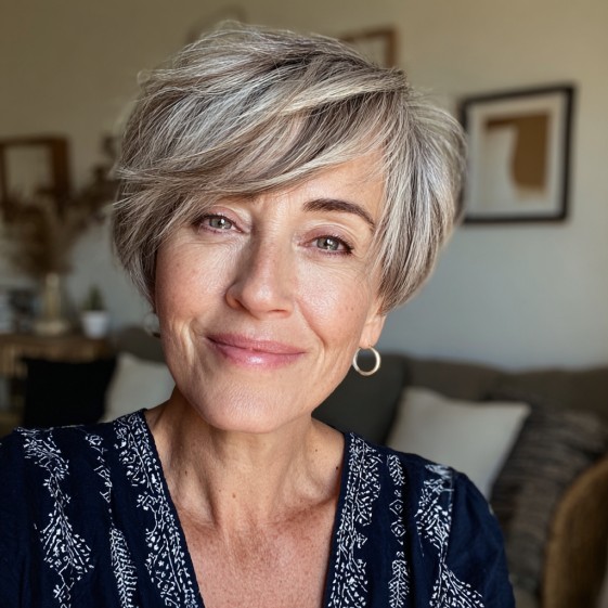 Chic Textured Short Cut with Soft Side Swept Layers