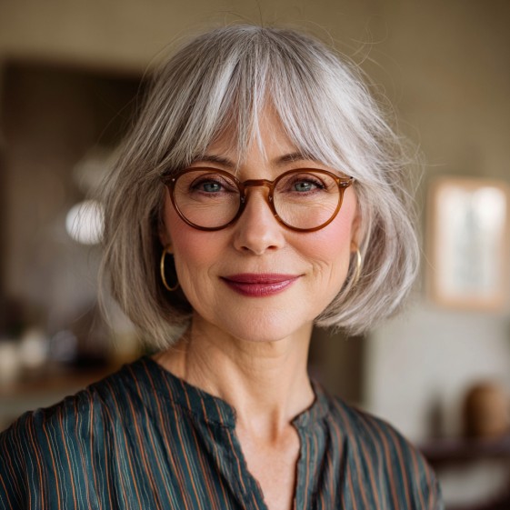 Chic Textured Silver Bob with Face-Framing Layers