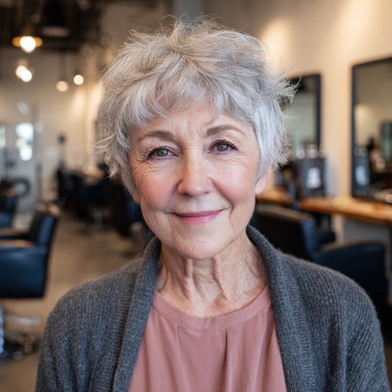 Chic Textured Silver Crop with Soft Layers