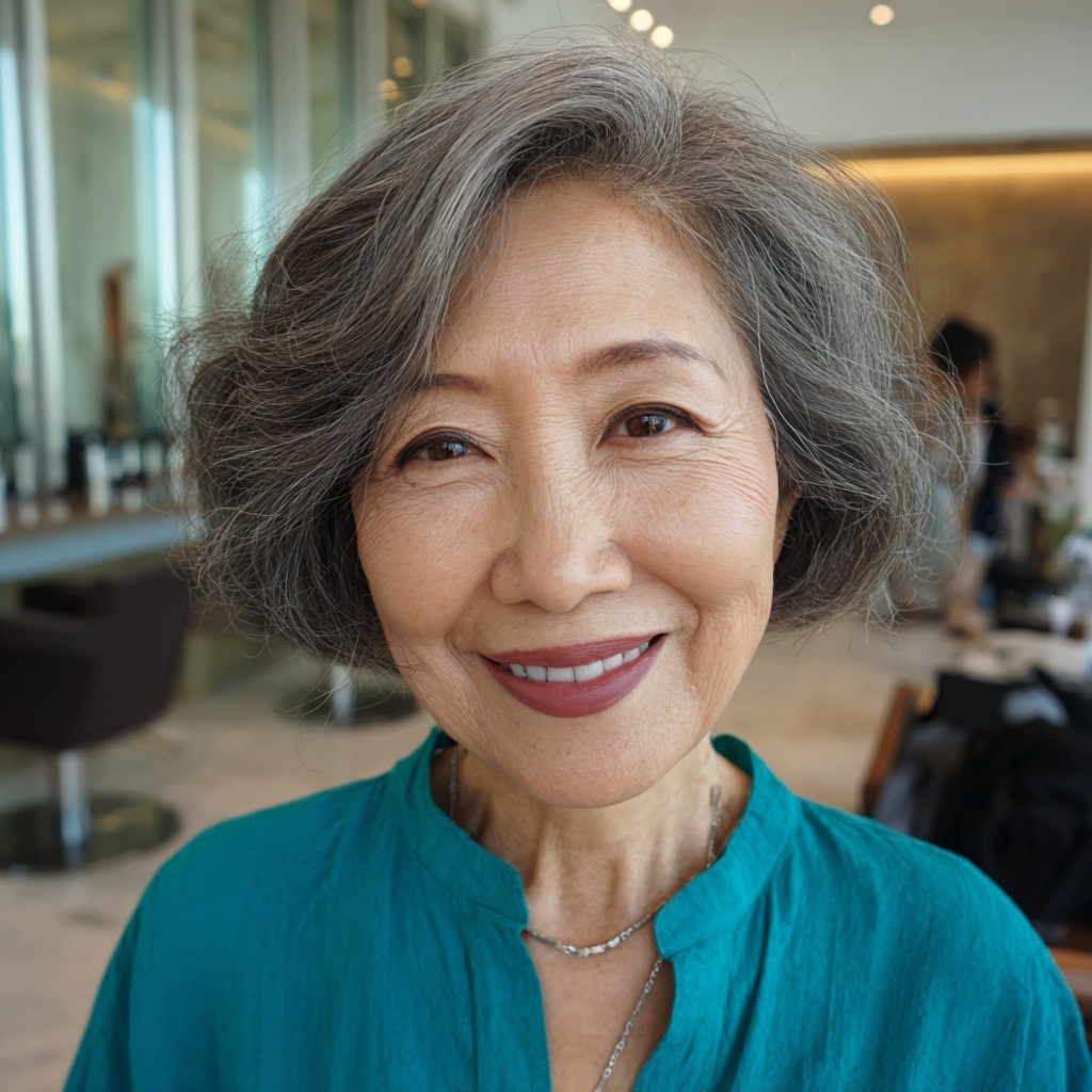 Chic Voluminous Gray Bob with Soft Ends