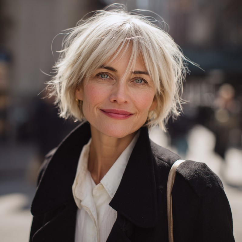 Chic Wispy Textured Crop with Feathered Bangs