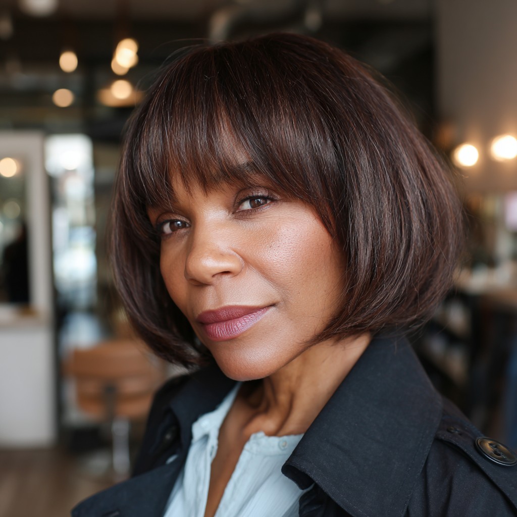 Classic Rounded Bob with Soft Bangs